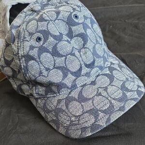 Coach Navy and Silver Patterned Hat